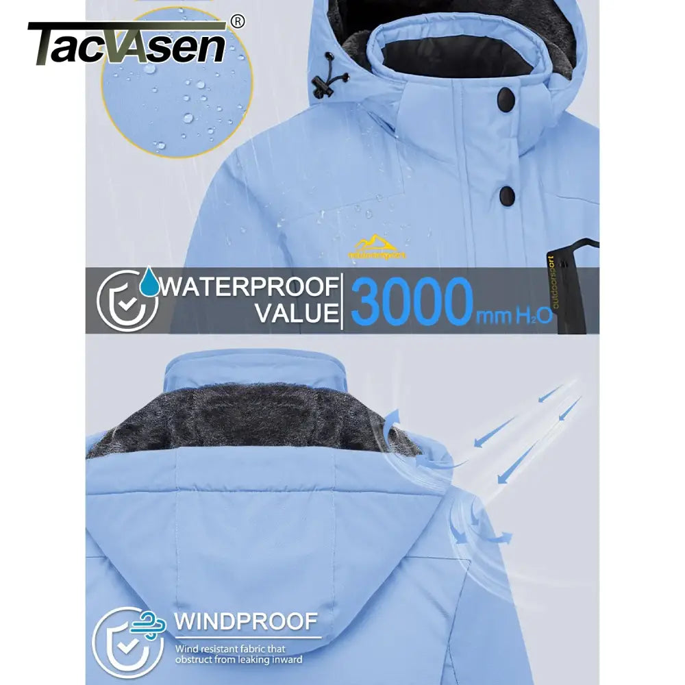 TACVASEN Women Winter Fashion Ski Snowboard Jacket Thermal Fleece Waterproof Fish Casual Work Rain Jacket Coat