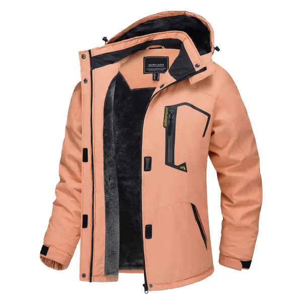 Women’s Winter Ski & Snowboard Jacket – Thermal Fleece Waterproof Windproof Outdoor Parka - Apricot / CN 3XL (US 2XL)