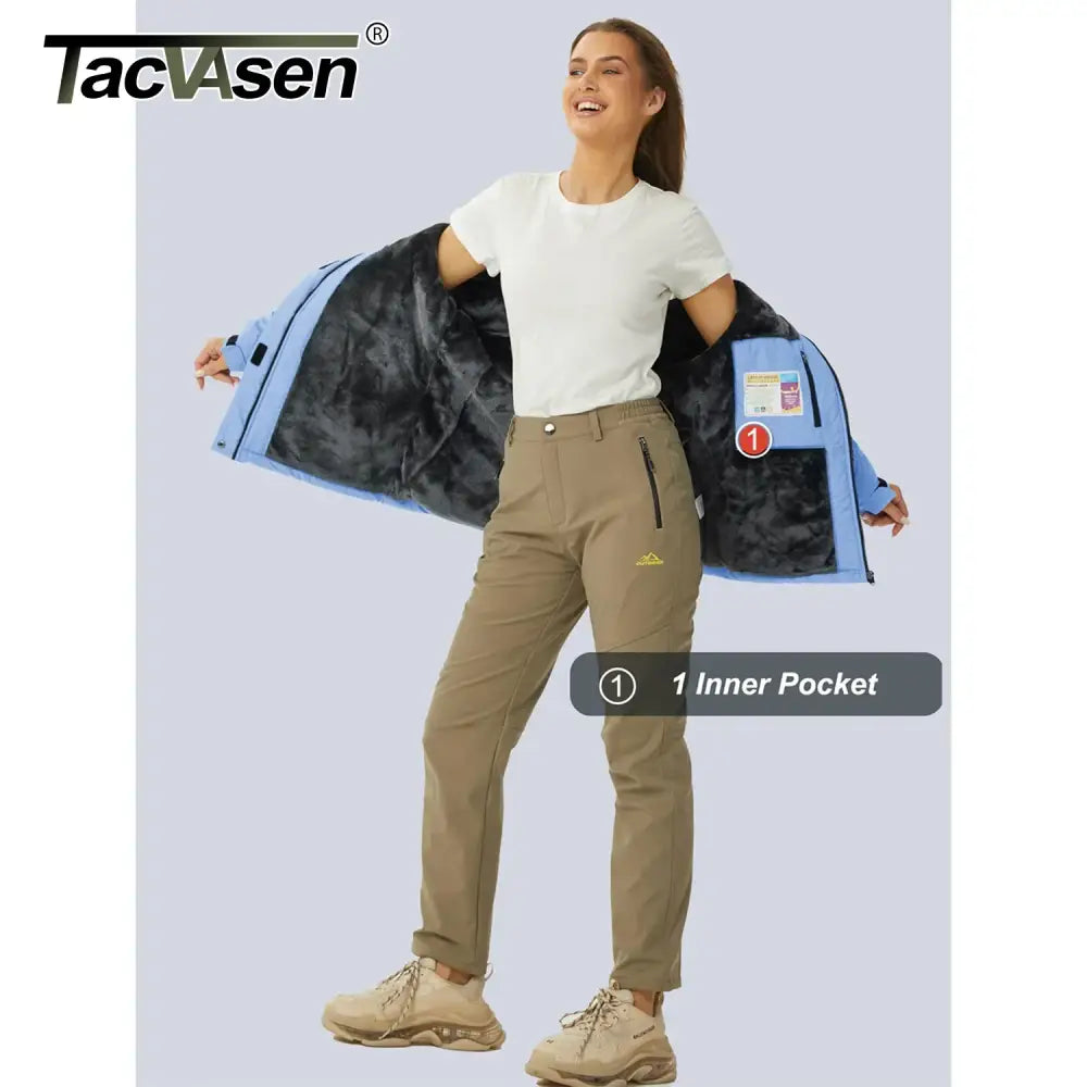 TACVASEN Women Winter Fashion Ski Snowboard Jacket Thermal Fleece Waterproof Fish Casual Work Rain Jacket Coat