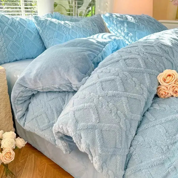 Tafuru Milk Fleece Single Quilt Set Autumn/winter Thickened Warm Solid Color Duvet Cover 200x230 220x240 Bedding