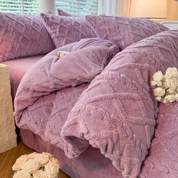 Tafuru Milk Fleece Single Quilt Set Autumn/winter Thickened Warm Solid Color Duvet Cover 200x230 220x240 Bedding