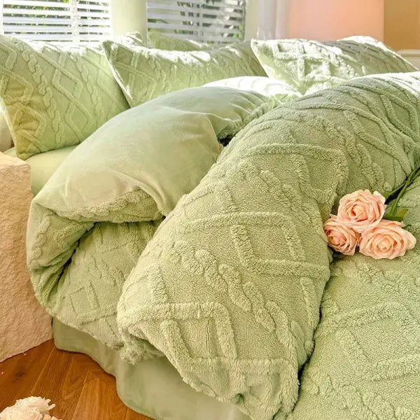 Tafuru Milk Fleece Single Quilt Set Autumn/winter Thickened Warm Solid Color Duvet Cover 200x230 220x240 Bedding