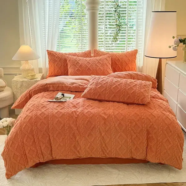 Tafuru Milk Fleece Single Quilt Set Autumn/winter Thickened Warm Solid Color Duvet Cover 200x230 220x240 Bedding