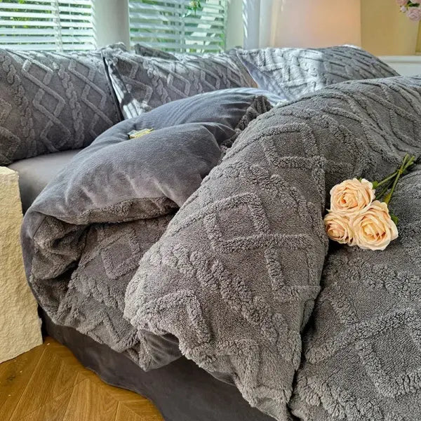 Tafuru Milk Fleece Single Quilt Set Autumn/winter Thickened Warm Solid Color Duvet Cover 200x230 220x240 Bedding