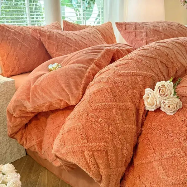 Tafuru Milk Fleece Single Quilt Set Autumn/winter Thickened Warm Solid Color Duvet Cover 200x230 220x240 Bedding