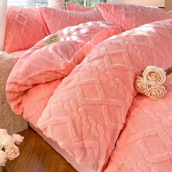 Tafuru Milk Fleece Single Quilt Set Autumn/winter Thickened Warm Solid Color Duvet Cover 200x230 220x240 Bedding