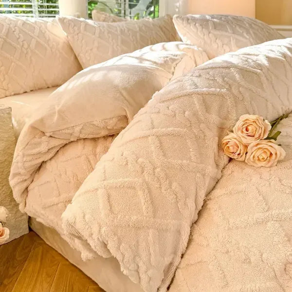 Tafuru Milk Fleece Single Quilt Set Autumn/winter Thickened Warm Solid Color Duvet Cover 200x230 220x240 Bedding