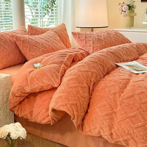 Tafuru Milk Fleece Single Quilt Set Autumn/winter Thickened Warm Solid Color Duvet Cover 200x230 220x240 Bedding