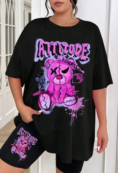 Teddy Bear T-Shirt Streetwear Soft 2-Piece Set for Juniors - Himpall