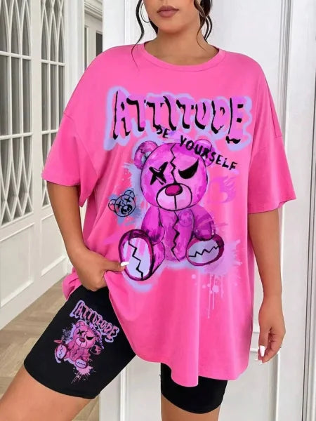 Teddy Bear T-Shirt Streetwear Soft 2-Piece Set for Juniors - Himpall