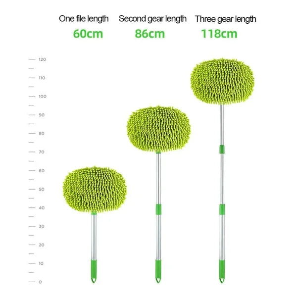 Telescopic Long Handle Car Wash Mop with Super Absorbent Features - green