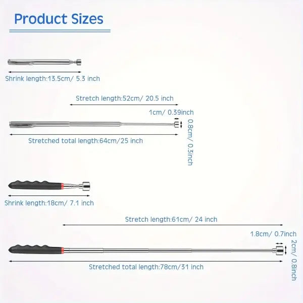 Telescopic magnet picking tool for hard to reach areas