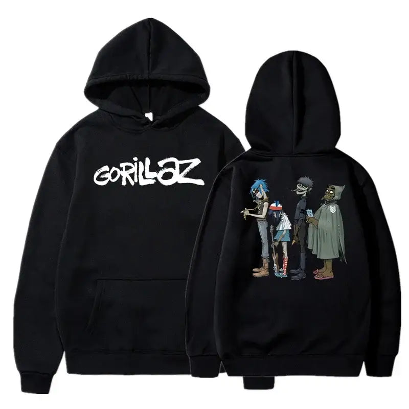 The Autumn and Winter Pullovers Long Sleeve Loose Soft Sweatshirt Streetwear Coat Gorillaz Printing Women and Men Hoode