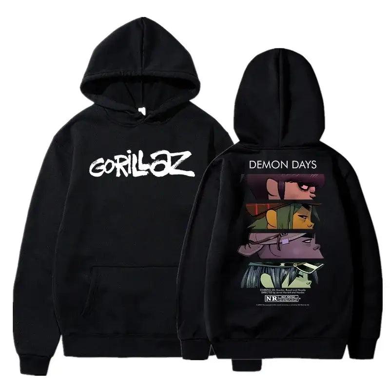 The Autumn and Winter Pullovers Long Sleeve Loose Soft Sweatshirt Streetwear Coat Gorillaz Printing Women and Men Hoode