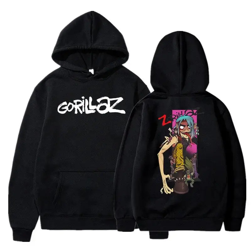 The Autumn and Winter Pullovers Long Sleeve Loose Soft Sweatshirt Streetwear Coat Gorillaz Printing Women and Men Hoode