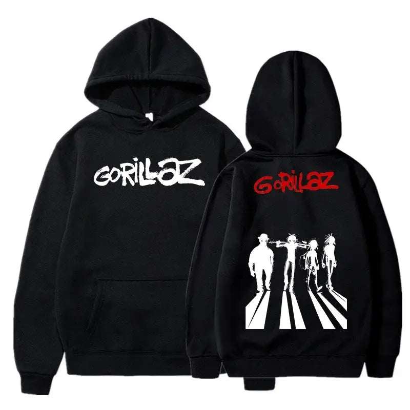 The Autumn and Winter Pullovers Long Sleeve Loose Soft Sweatshirt Streetwear Coat Gorillaz Printing Women and Men Hoode