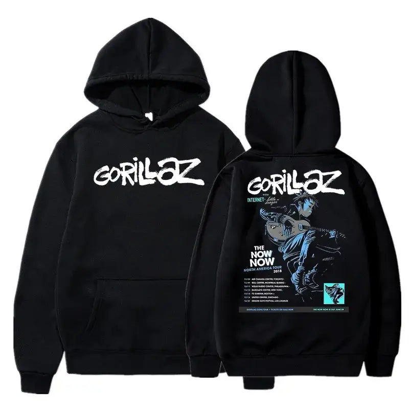 The Autumn and Winter Pullovers Long Sleeve Loose Soft Sweatshirt Streetwear Coat Gorillaz Printing Women and Men Hoode