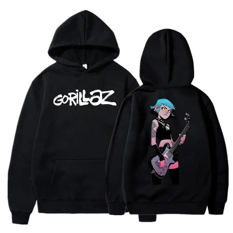 The Autumn and Winter Pullovers Long Sleeve Loose Soft Sweatshirt Streetwear Coat Gorillaz Printing Women and Men Hoode
