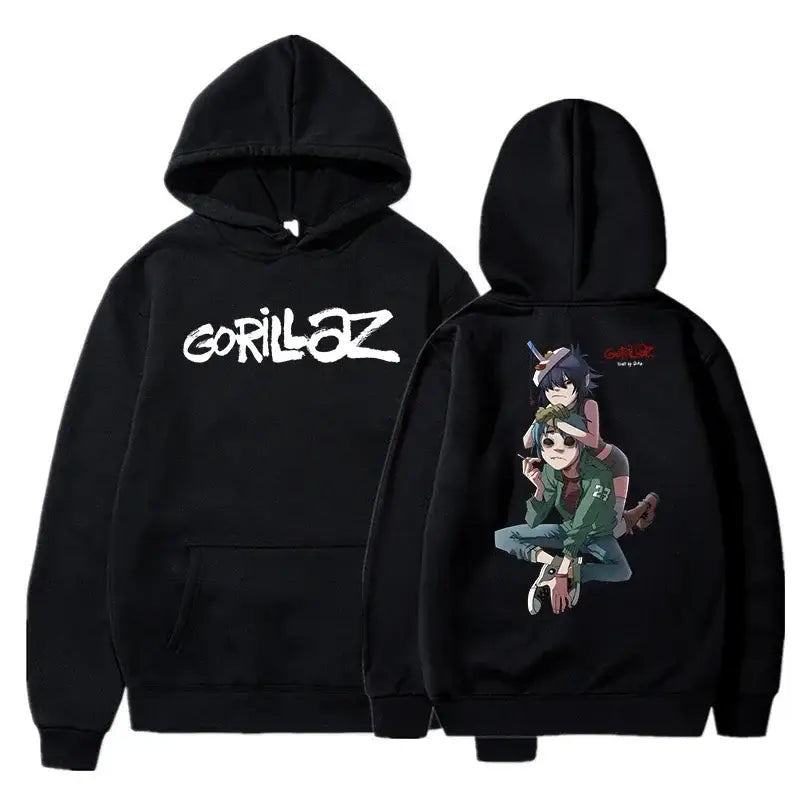 The Autumn and Winter Pullovers Long Sleeve Loose Soft Sweatshirt Streetwear Coat Gorillaz Printing Women and Men Hoode