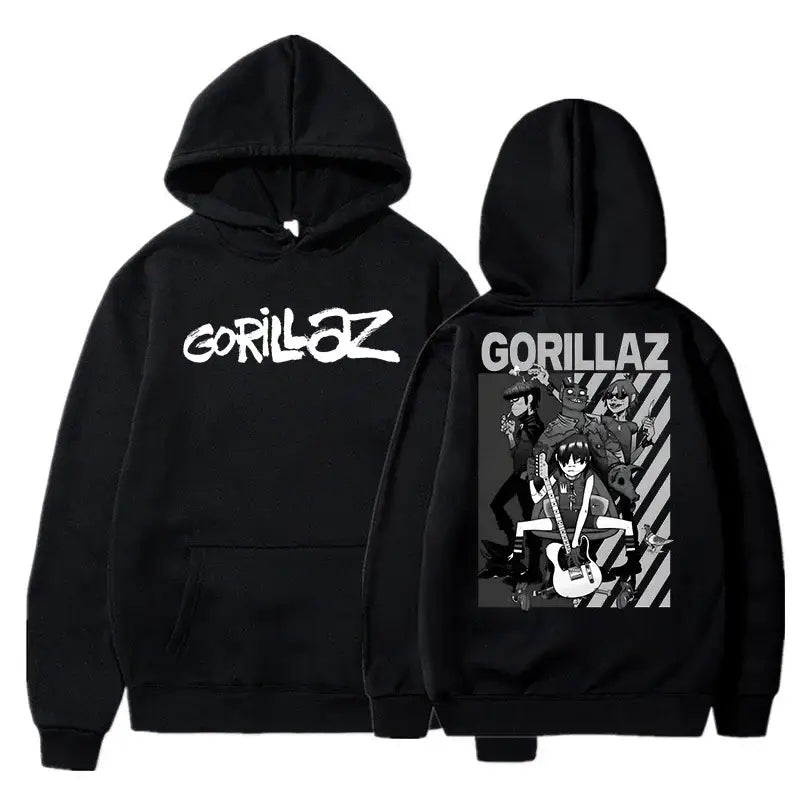 The Autumn and Winter Pullovers Long Sleeve Loose Soft Sweatshirt Streetwear Coat Gorillaz Printing Women and Men Hoode