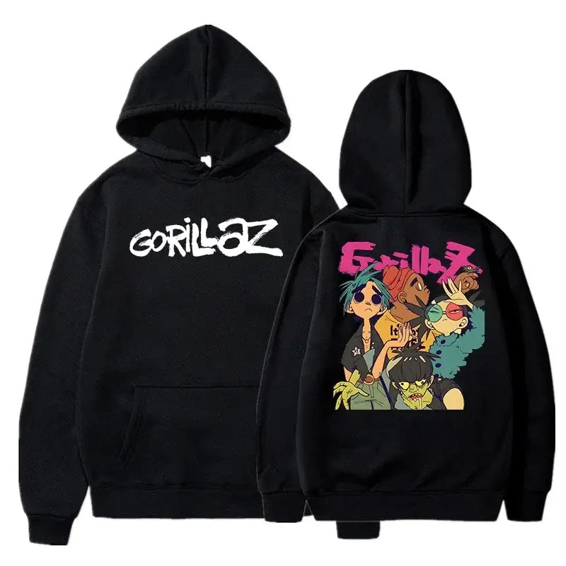 The Autumn and Winter Pullovers Long Sleeve Loose Soft Sweatshirt Streetwear Coat Gorillaz Printing Women and Men Hoode
