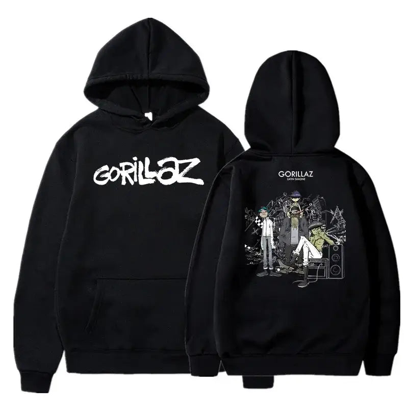 The Autumn and Winter Pullovers Long Sleeve Loose Soft Sweatshirt Streetwear Coat Gorillaz Printing Women and Men Hoode