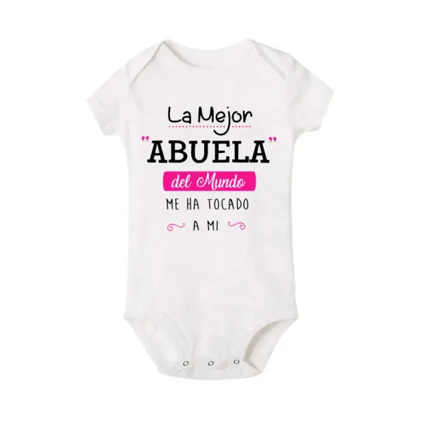 Best Grandmother in the World” Baby Bodysuit – Cute Summer Short Sleeve Romper for Newborns & Toddlers - TR549201-SRPWH