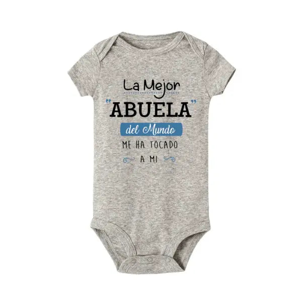 Best Grandmother in the World” Baby Bodysuit – Cute Summer Short Sleeve Romper for Newborns & Toddlers - TR549202-SRPGY