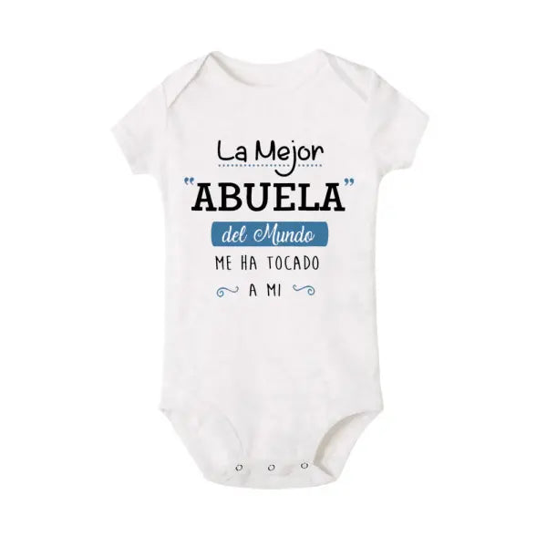 Best Grandmother in the World” Baby Bodysuit – Cute Summer Short Sleeve Romper for Newborns & Toddlers - TR549202-SRPWH