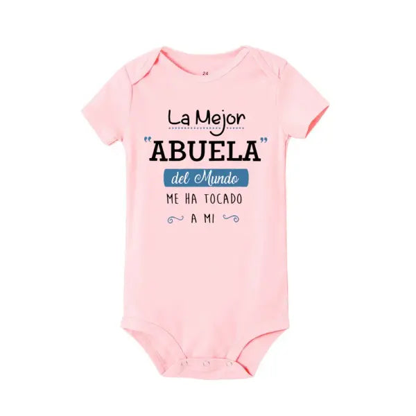 Best Grandmother in the World” Baby Bodysuit – Cute Summer Short Sleeve Romper for Newborns & Toddlers - TR549202-SRPPK