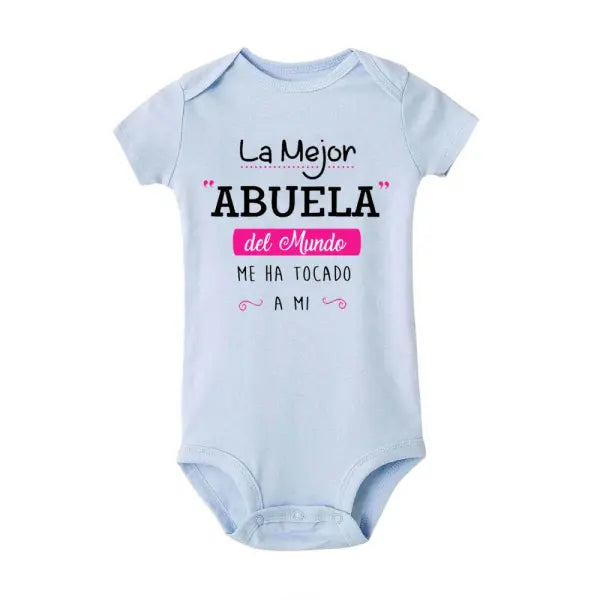 Best Grandmother in the World” Baby Bodysuit – Cute Summer Short Sleeve Romper for Newborns & Toddlers - TR549201-SRPLB