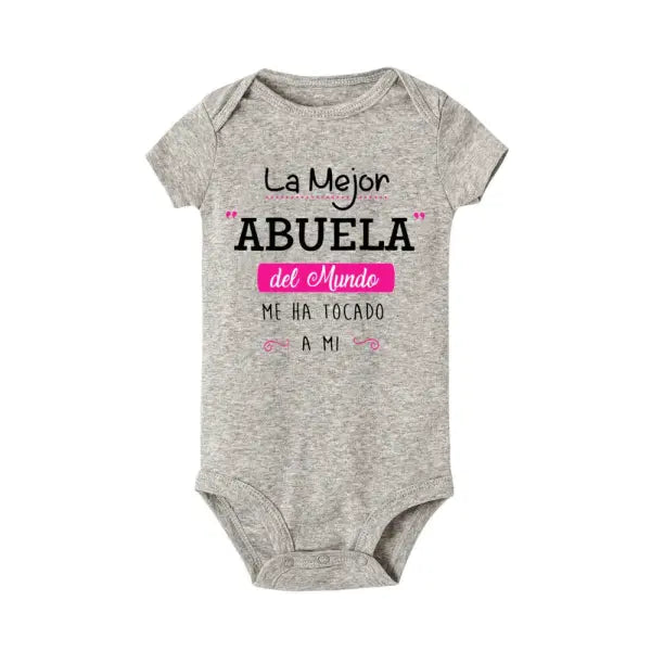 Best Grandmother in the World” Baby Bodysuit – Cute Summer Short Sleeve Romper for Newborns & Toddlers - TR549201-SRPGY