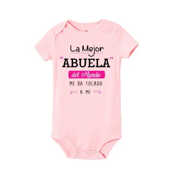 Best Grandmother in the World” Baby Bodysuit – Cute Summer Short Sleeve Romper for Newborns & Toddlers - TR549201-SRPPK