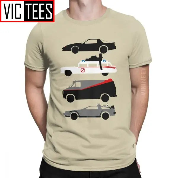 Vikineey Men Cotton O Neck Car Design Funny T Shirt for Traveling