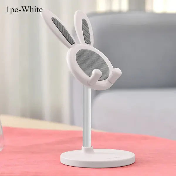 Cute Rabbit Phone Stand Plastic Adjustable Height Desktop Holder - 1pc-White