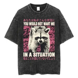 The Horrors Are Never Ending Yet I Remain Silly T-shirt Funny Japanese Style Frog Retro Washed T Shirt Men’s Oversized
