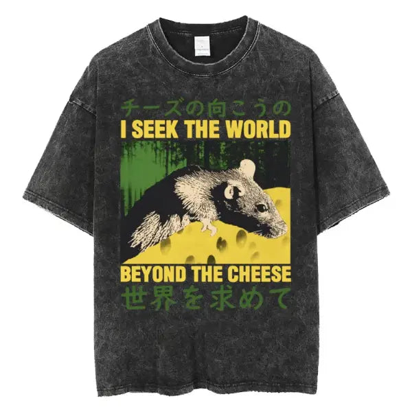 The Horrors Are Never Ending Yet I Remain Silly T-shirt Funny Japanese Style Frog Retro Washed T Shirt Men’s Oversized
