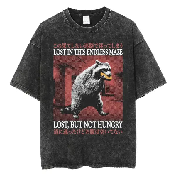 The Horrors Are Never Ending Yet I Remain Silly T-shirt Funny Japanese Style Frog Retro Washed T Shirt Men’s Oversized