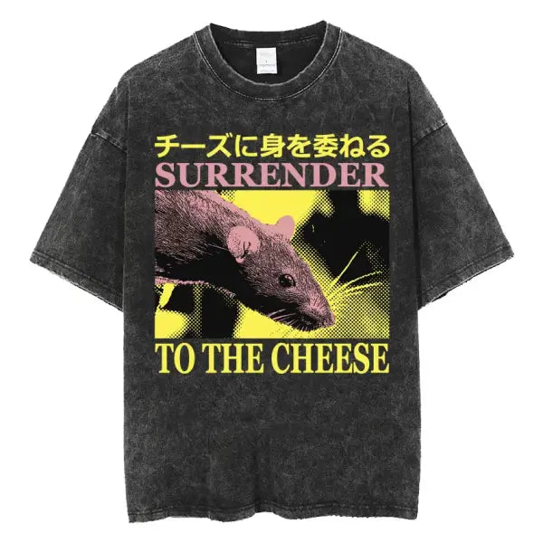 The Horrors Are Never Ending Yet I Remain Silly T-shirt Funny Japanese Style Frog Retro Washed T Shirt Men’s Oversized