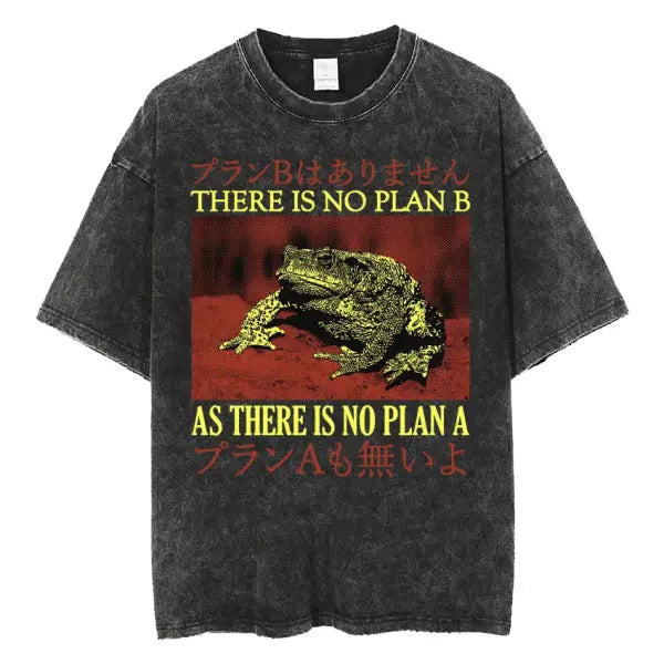 The Horrors Are Never Ending Yet I Remain Silly T-shirt Funny Japanese Style Frog Retro Washed T Shirt Men’s Oversized