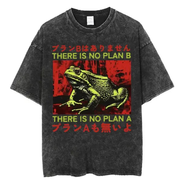 The Horrors Are Never Ending Yet I Remain Silly T-shirt Funny Japanese Style Frog Retro Washed T Shirt Men’s Oversized