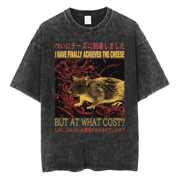The Horrors Are Never Ending Yet I Remain Silly T-shirt Funny Japanese Style Frog Retro Washed T Shirt Men’s Oversized