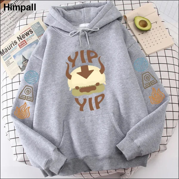 The Last Airbender Appa YIP Letter Print Hoodie for Men and Women - LightYIP / L