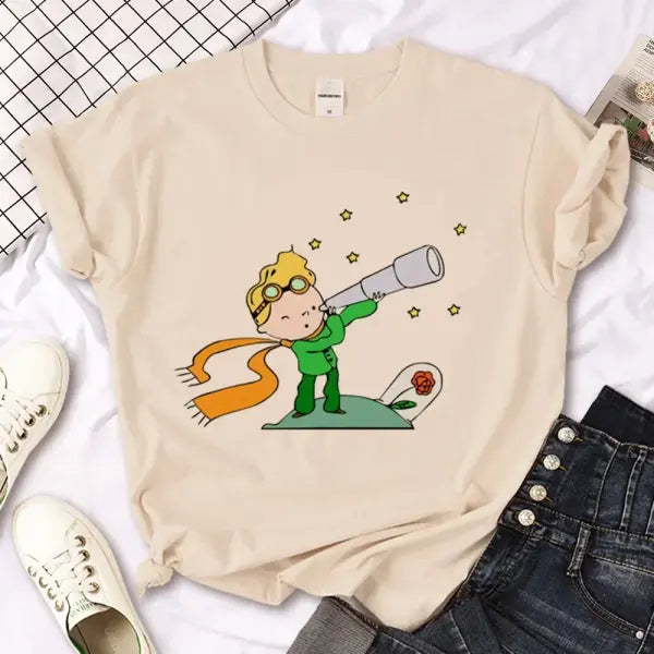 Prince Print Comics Pattern Women’s Tee – Broadcloth Top - BJ1020-9-Khaki / XXXL