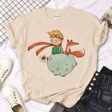 The Little Prince Graphic Tee - Kawaii Harajuku Women’s T-Shirt 2000s Aesthetic Print Top - BJ1020-7-Khaki / XXXL