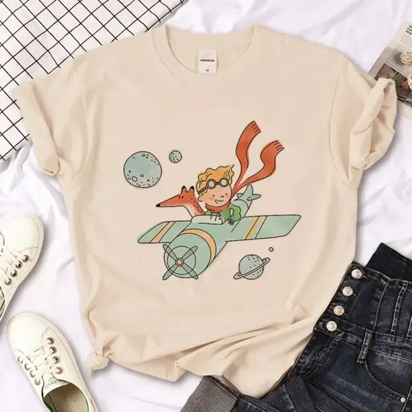 Prince Print Comics Pattern Women’s Tee – Broadcloth Top - BJ1020-13-Khaki / S