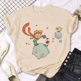 The Little Prince Graphic Tee - Kawaii Harajuku Women’s T-Shirt 2000s Aesthetic Print Top - BJ1020-3-Khaki / XXXL