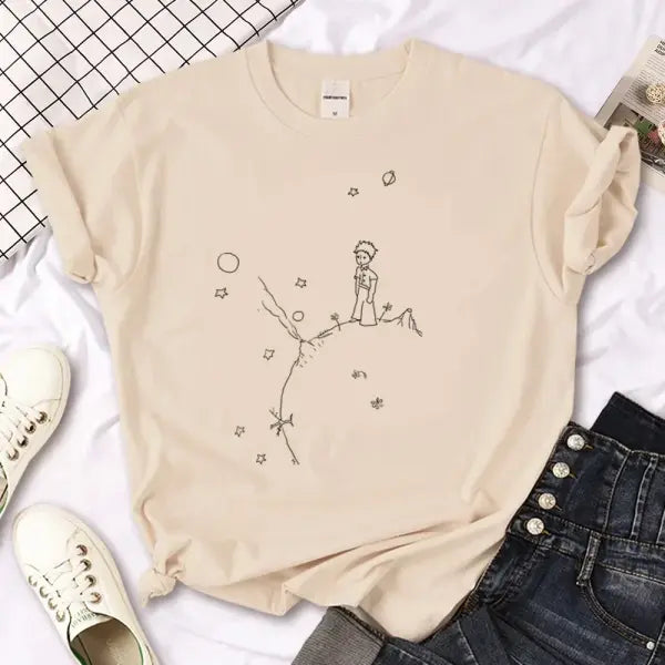 Prince Print Comics Pattern Women’s Tee – Broadcloth Top - BJ1020-16-Khaki / S