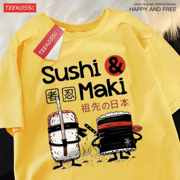 Summer Hand Painted Men’s Cotton Tee - Yellow / XXL