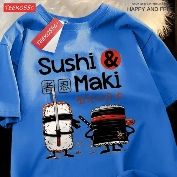 Summer Hand Painted Men’s Cotton Tee - Blue / L